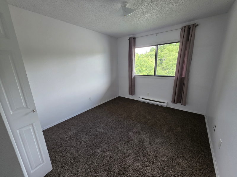 Chambre avec fenêtre, rideaux et tapis